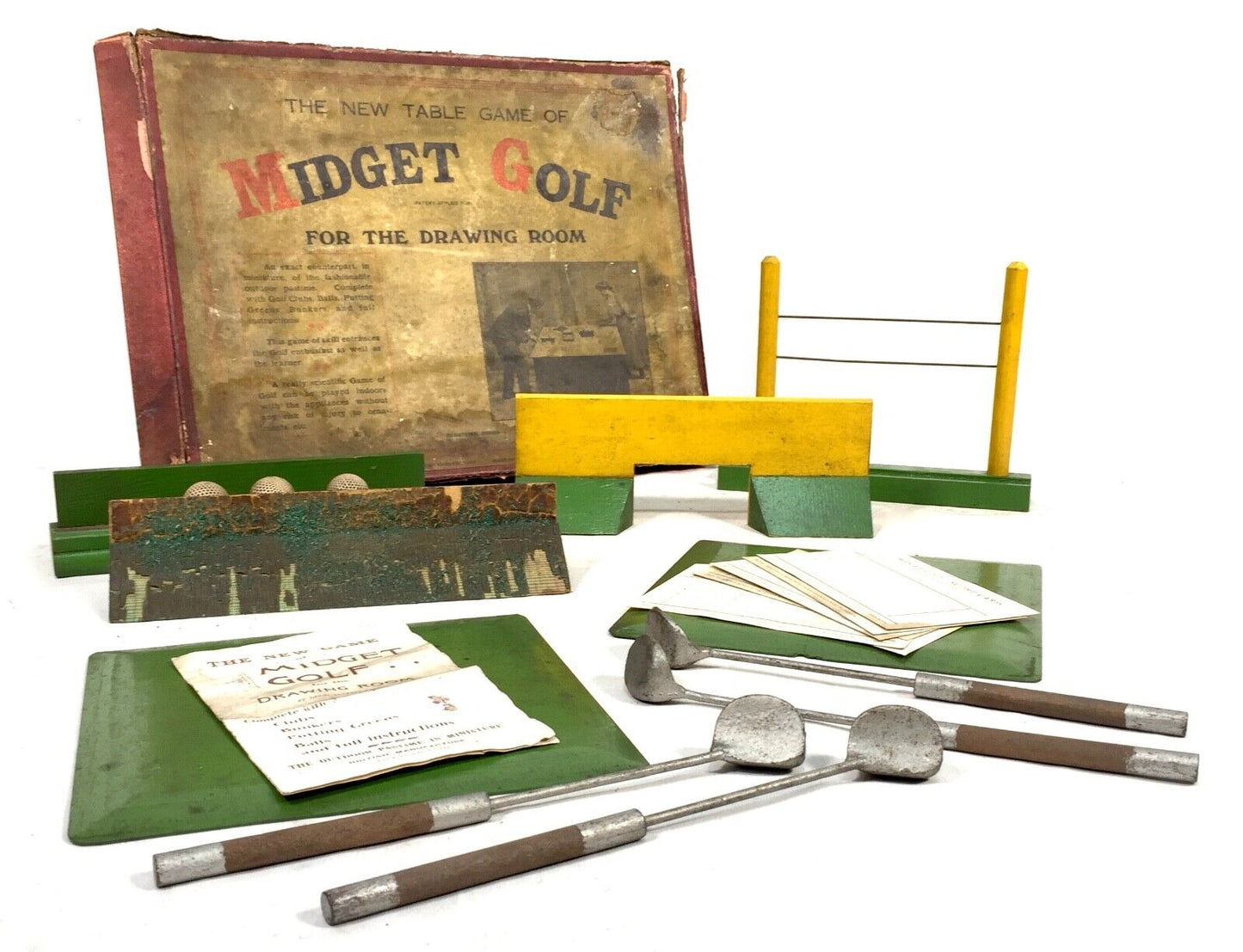 Antique 1910s Tabletop Midget Golf Parlour Game by Royal Letters Boxed / Rare