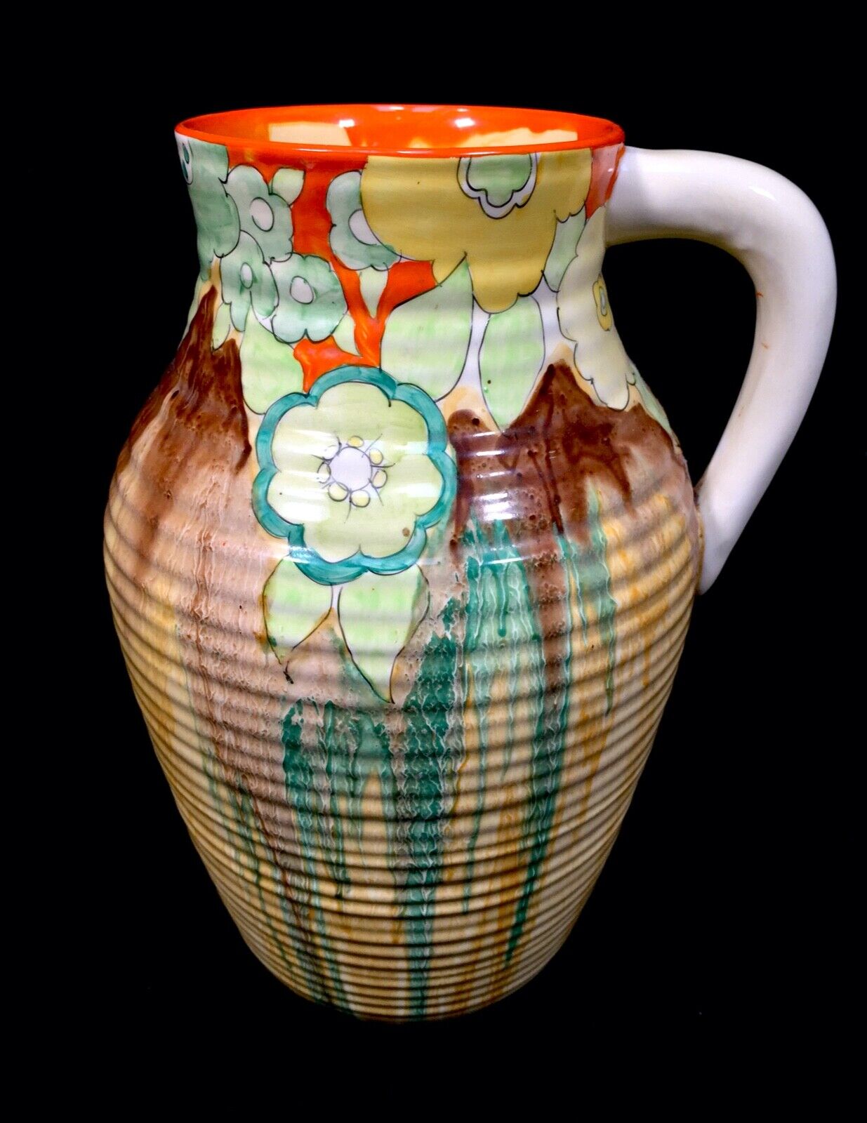 Antique Clarice Cliff - Jonquil Lotus Jug / Large / Art Deco Pottery / Bizarre