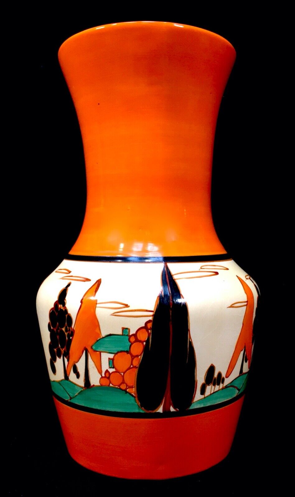 Antique Clarice Cliff Orange Trees & House 386 Large Vase Pottery Bizarre c.1931