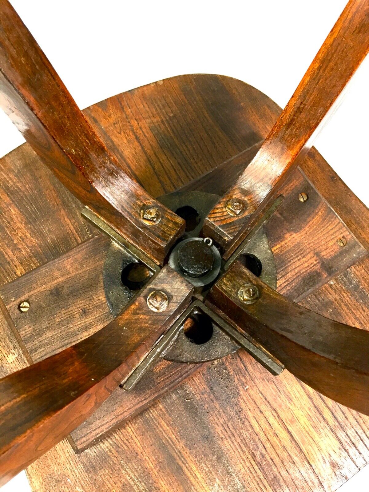 Antique Elm Wooden Captains Office Desk Chair / Swivel / Home Office c.1920