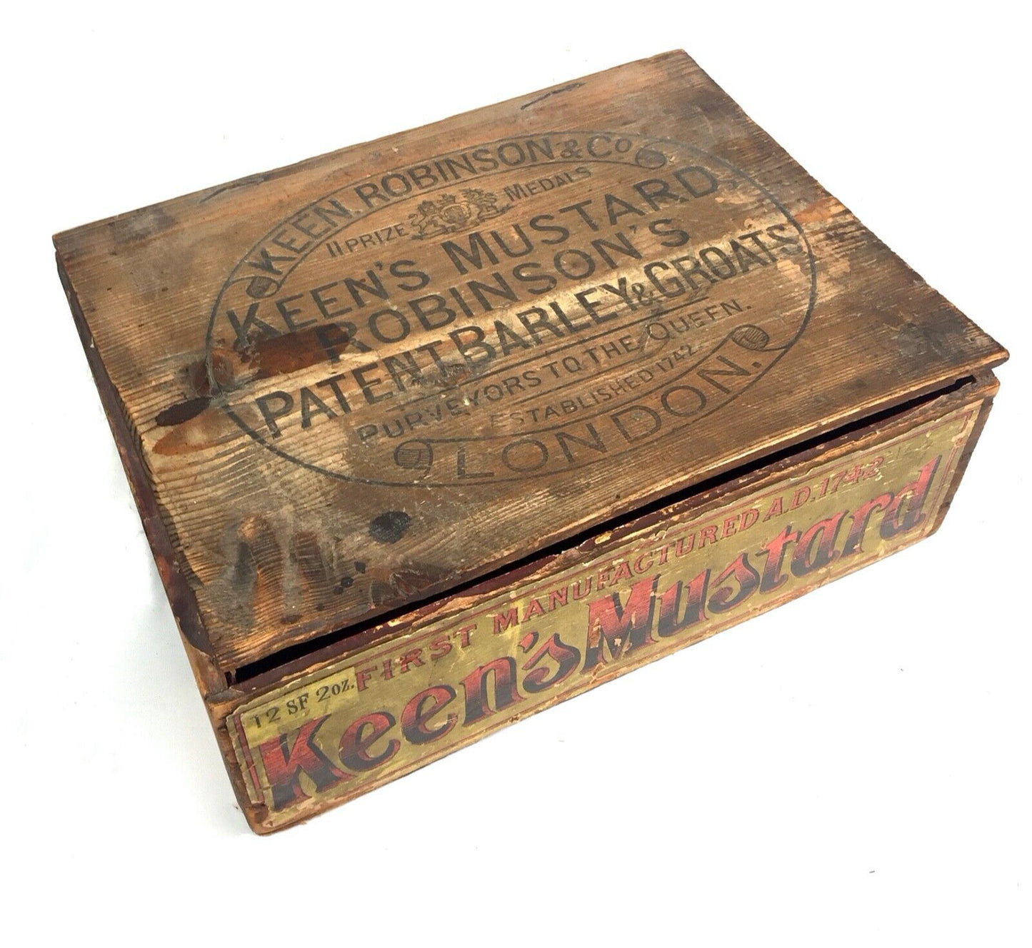 Antique Advertising - Keen's Robinson & Co Mustard Wooden Shop Display Box Crate