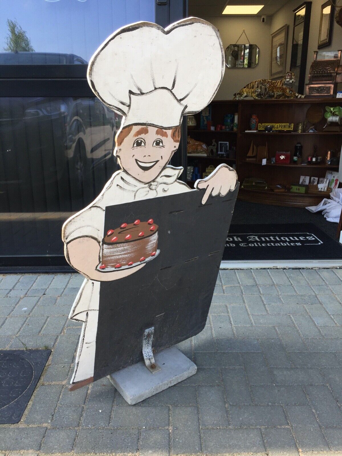 Antique Advertising - Vintage Large Bakery Boy Shop Sign / Specials Black Board