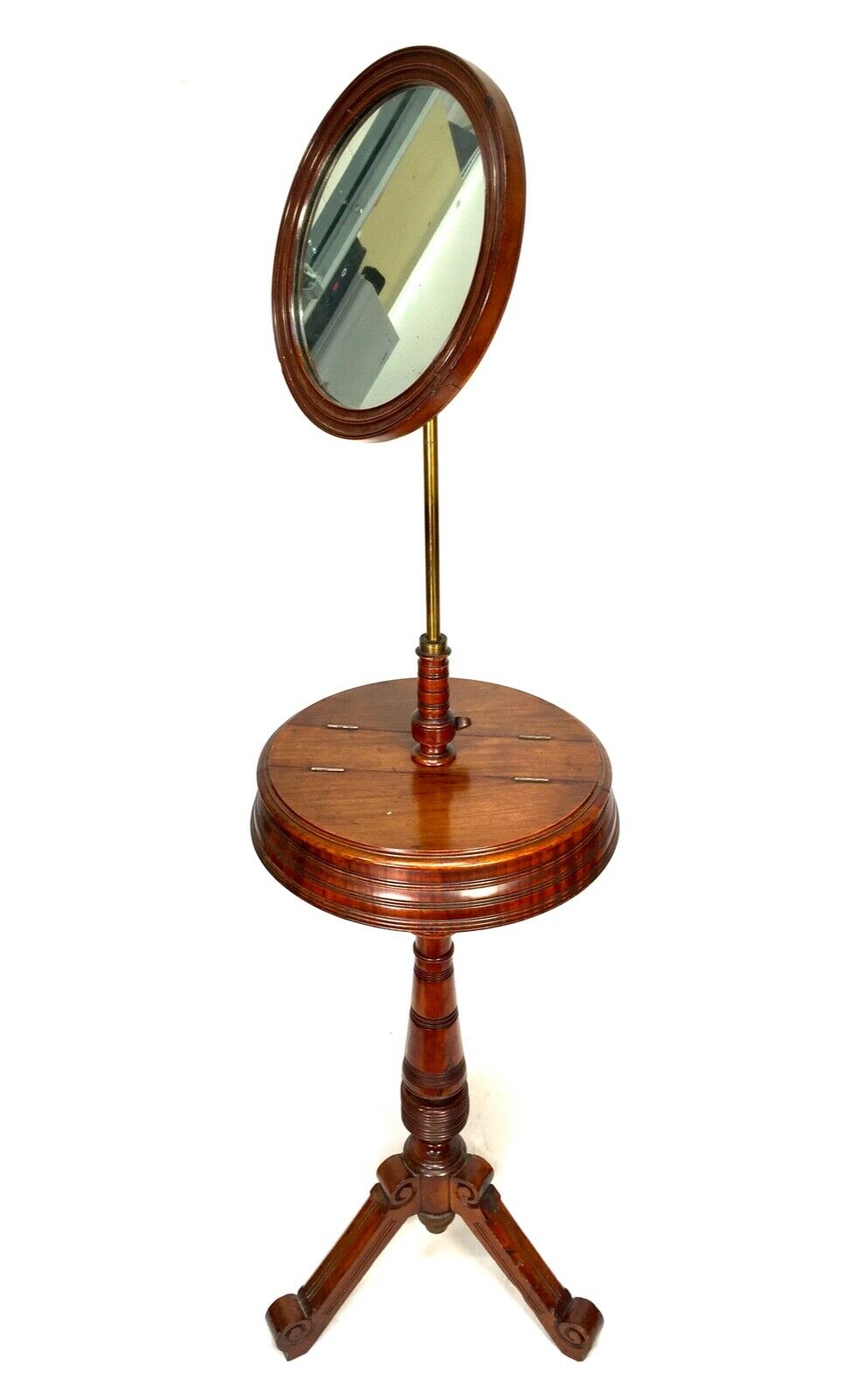Antique Victorian Mahogany Adjustable Gents Shaving Stand / Makeup Mirror