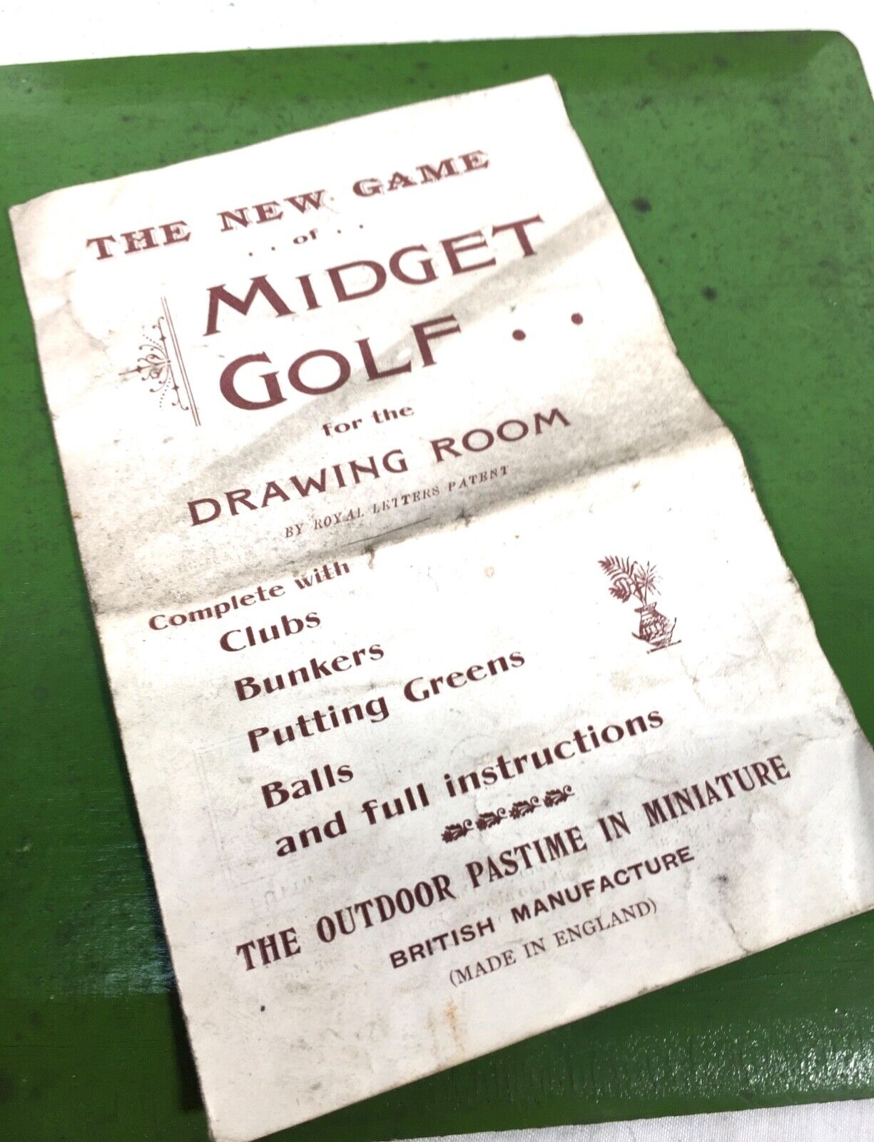 Antique 1910s Tabletop Midget Golf Parlour Game by Royal Letters Boxed / Rare