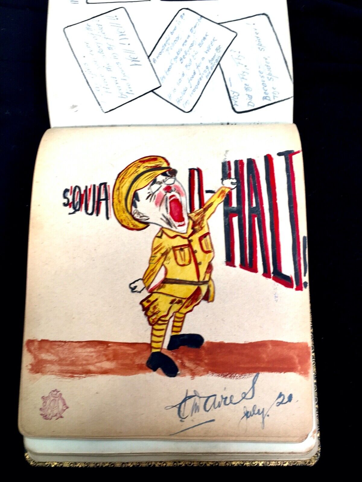 Antique 1920s Leather Bound Sketch Book / Artist / Art Album / Diary