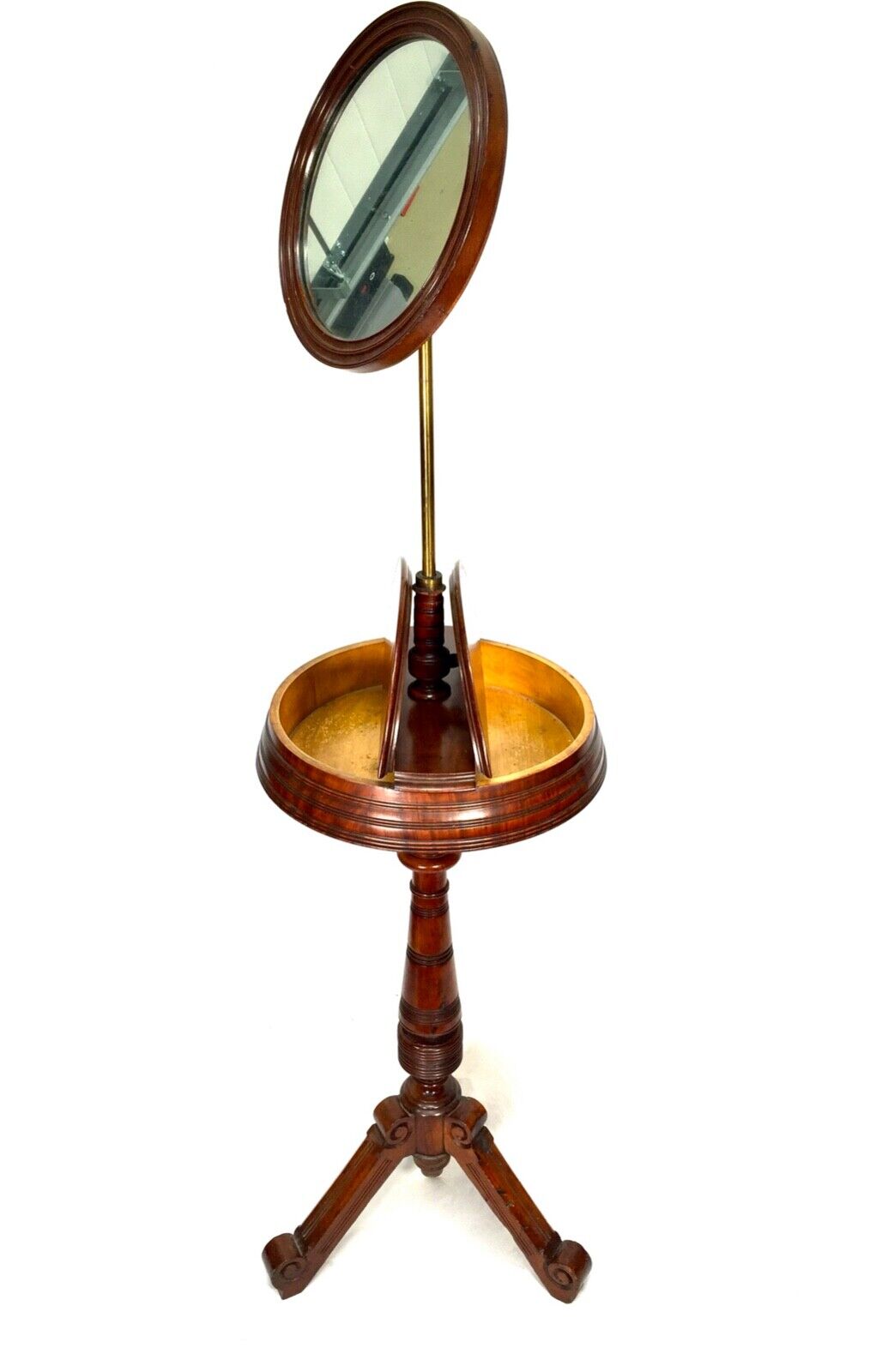 Antique Victorian Mahogany Adjustable Gents Shaving Stand / Makeup Mirror