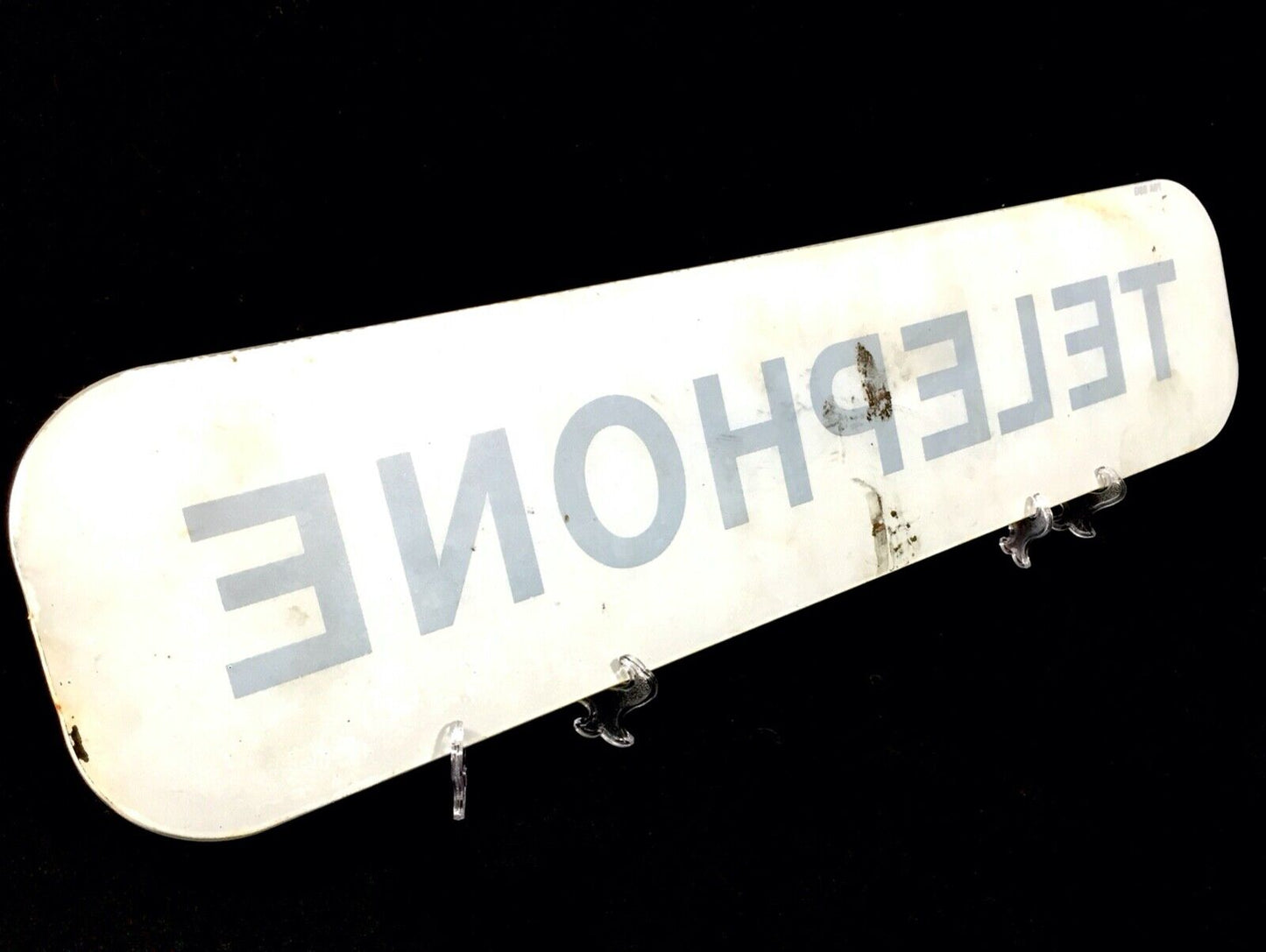 Vintage Glass Telephone Sign / Salvaged / Antique / Advertising c.1950