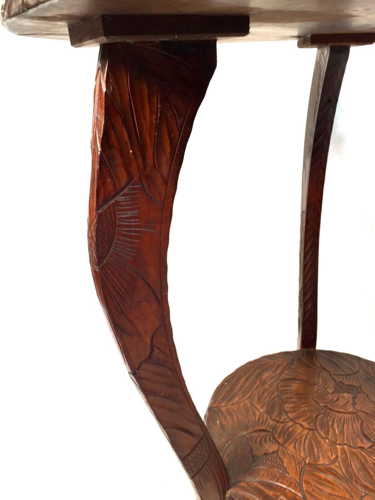 Antique Japanese Floral Carved Side Table / Occasional Lamp Table Liberty London