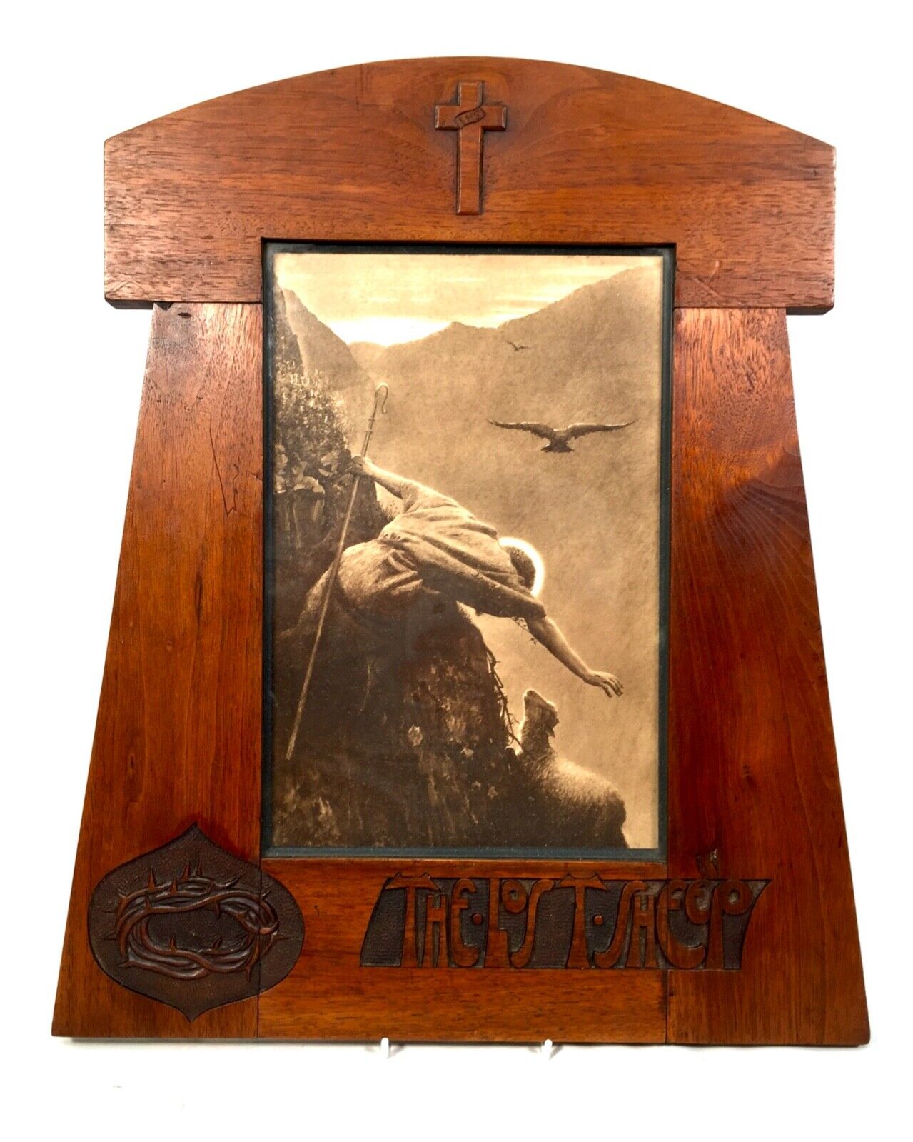 Antique Religion Interest - The Lost Sheep Framed Print c.1900 Story / Wall Hang