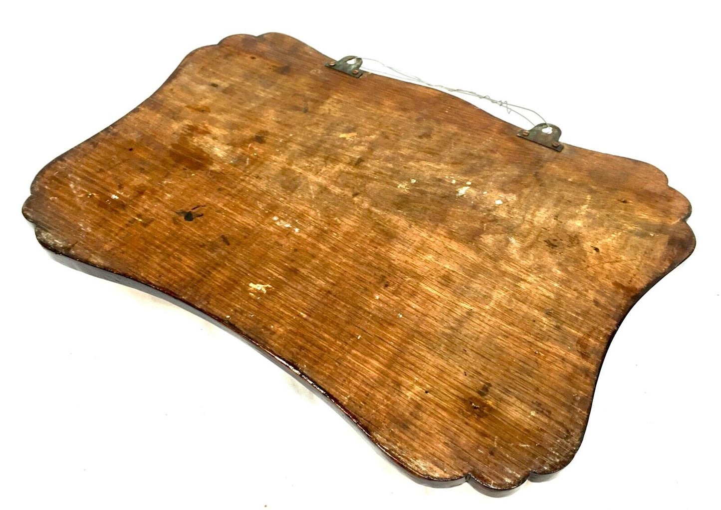 Antique Oak & Copper Wall Hanging Letter Rack / Key Holder Storage Box c.1920