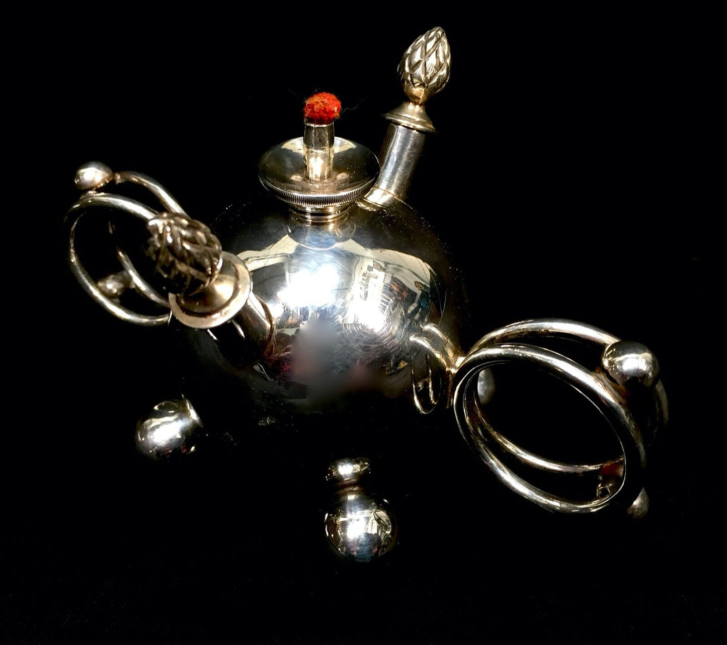 Antique Victorian Sterling Silver Tabletop Cigar Lighter Lamp / London 1898