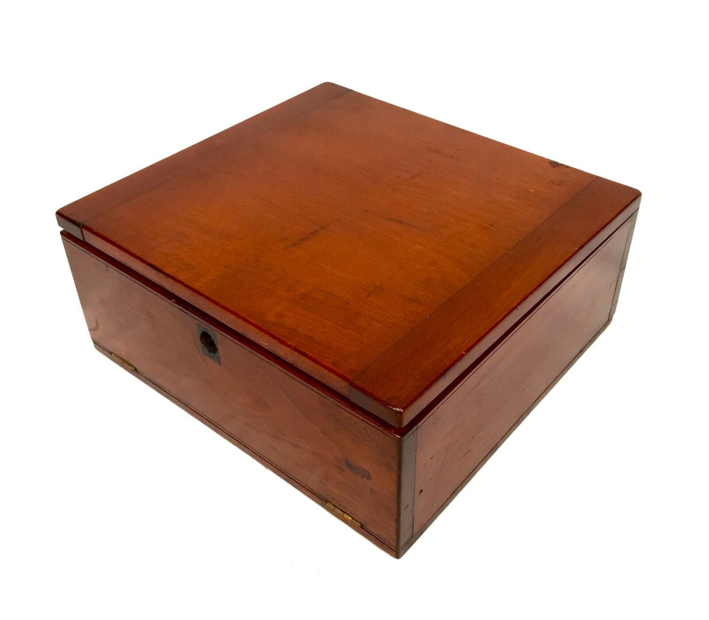 Antique Wooden Mahogany Microscope Slide Box / Storage Chest & Glass Slides 1900