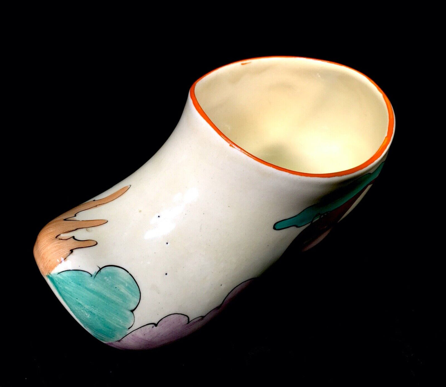Antique Clarice Cliff - Red Roofs Large Sized Clog c.1932 / Art Deco Pottery