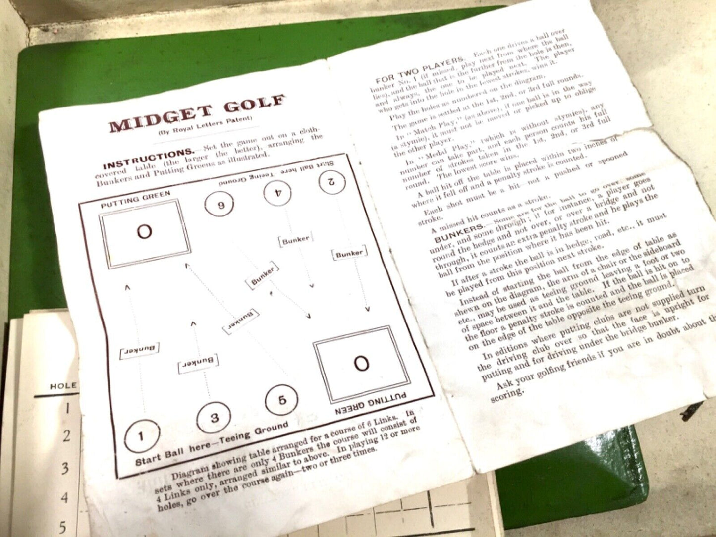 Antique 1910s Tabletop Midget Golf Parlour Game by Royal Letters Boxed / Rare