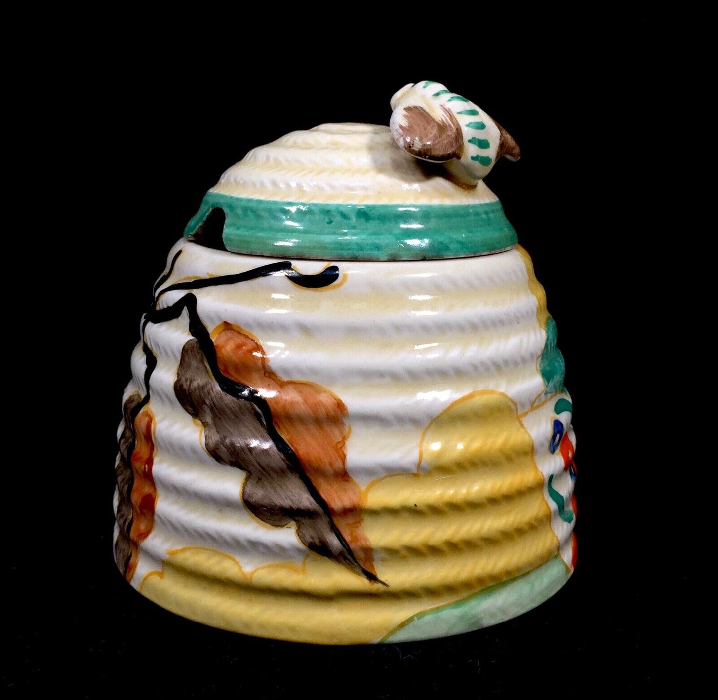 Antique Clarice Cliff - Green Alton Beehive Honey Pot c.1933 Pottery / Bizarre