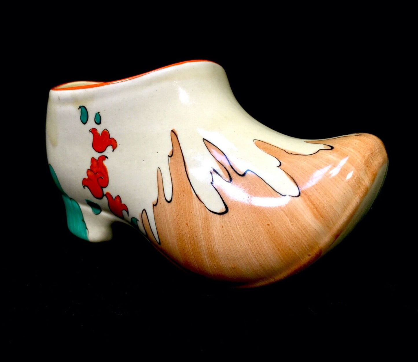 Antique Clarice Cliff - Red Roofs Large Sized Clog c.1932 / Art Deco Pottery