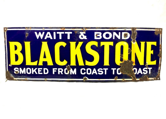Antique Advertising - 1930's Waitt & Bond Blackstone Cigar Porcelain Enamel Sign
