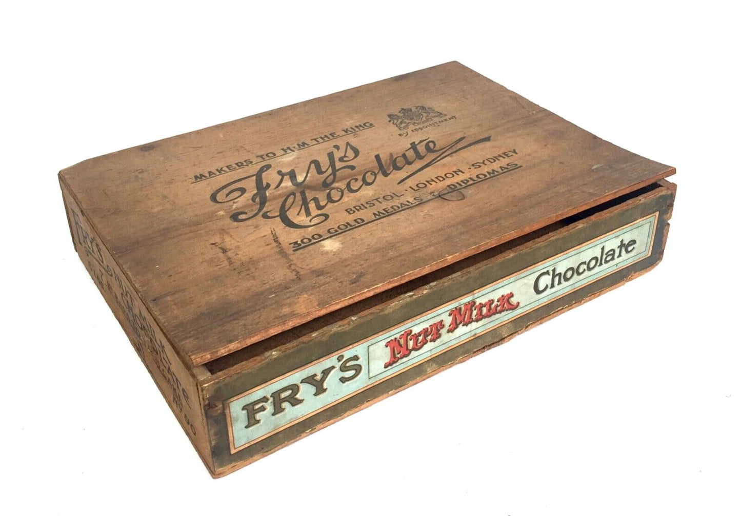 Antique Advertising - Fry's Nut Milk Chocolate Wooden Shop Display Box / Crate