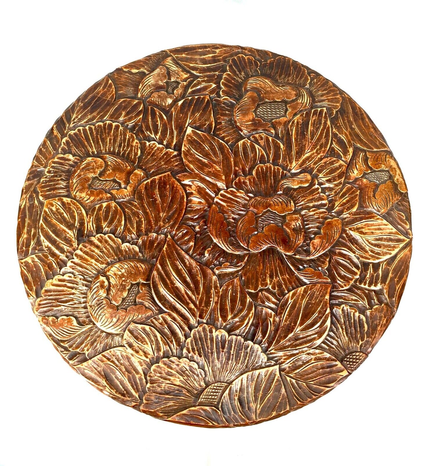 Antique Japanese Floral Carved Side Table / Occasional Lamp Table Liberty London