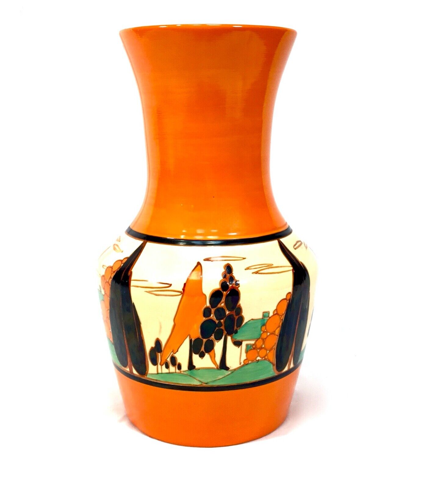 Antique Clarice Cliff Orange Trees & House 386 Large Vase Pottery Bizarre c.1931