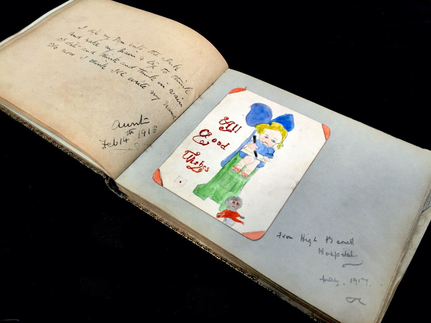Antique 1920s Leather Bound Sketch Book / Artist / Art Album / Diary