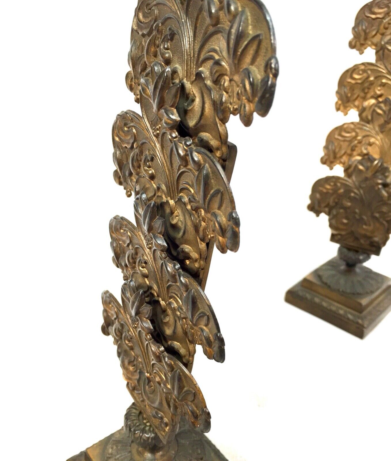 Antique Pair of 19th Century Ornate Bronze Desktop Letter Holder Rack Stands