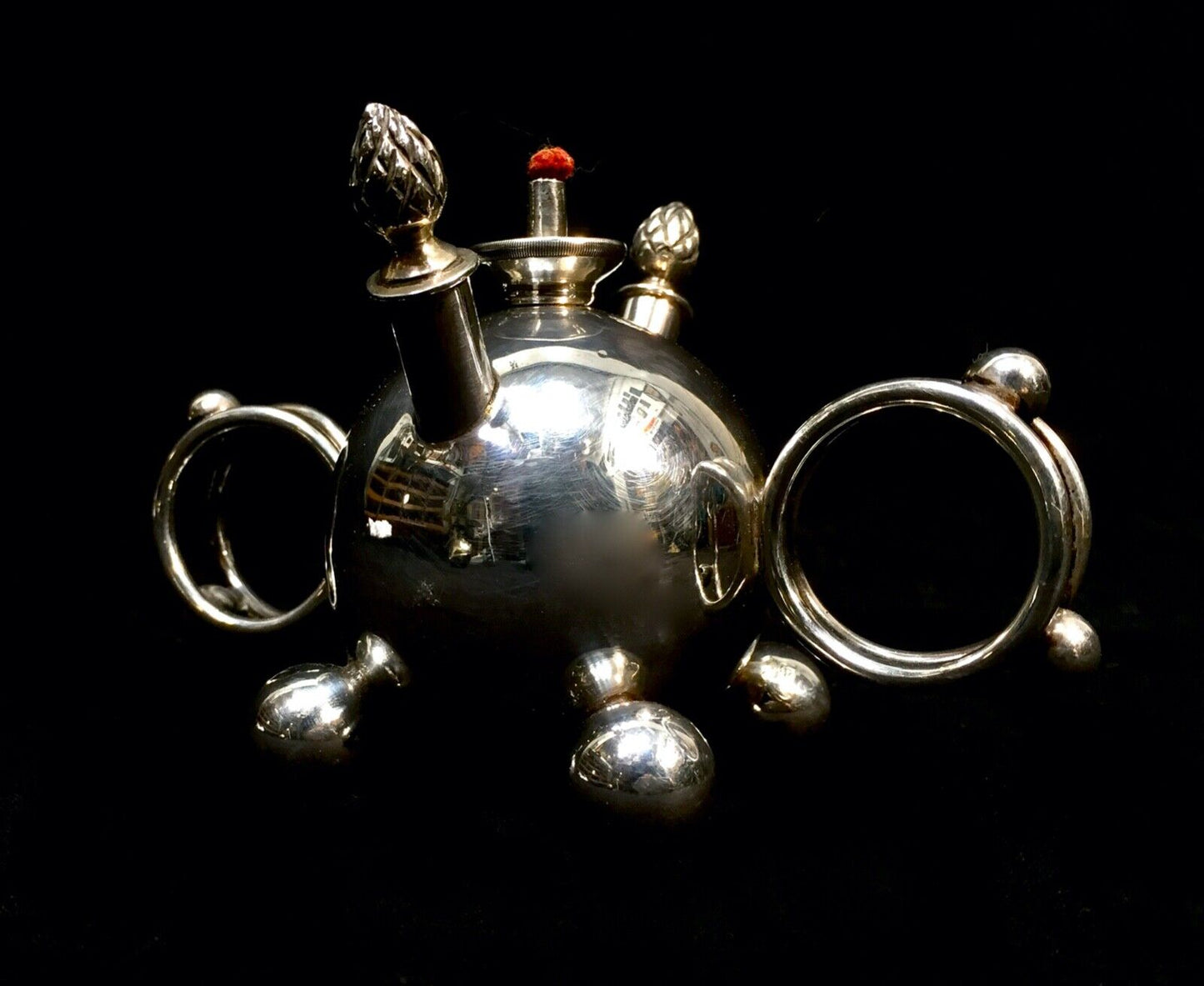 Antique Victorian Sterling Silver Tabletop Cigar Lighter Lamp / London 1898