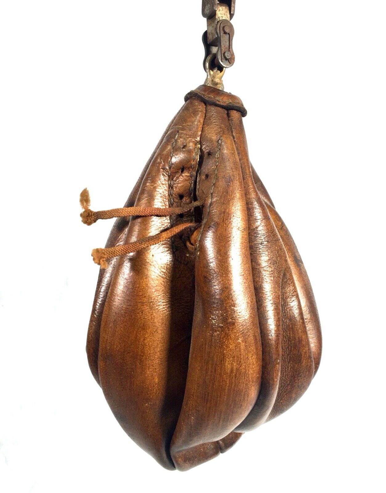 Antique Leather Boxing Speed Ball With Original Hanging Plate Vintage Punch Bag