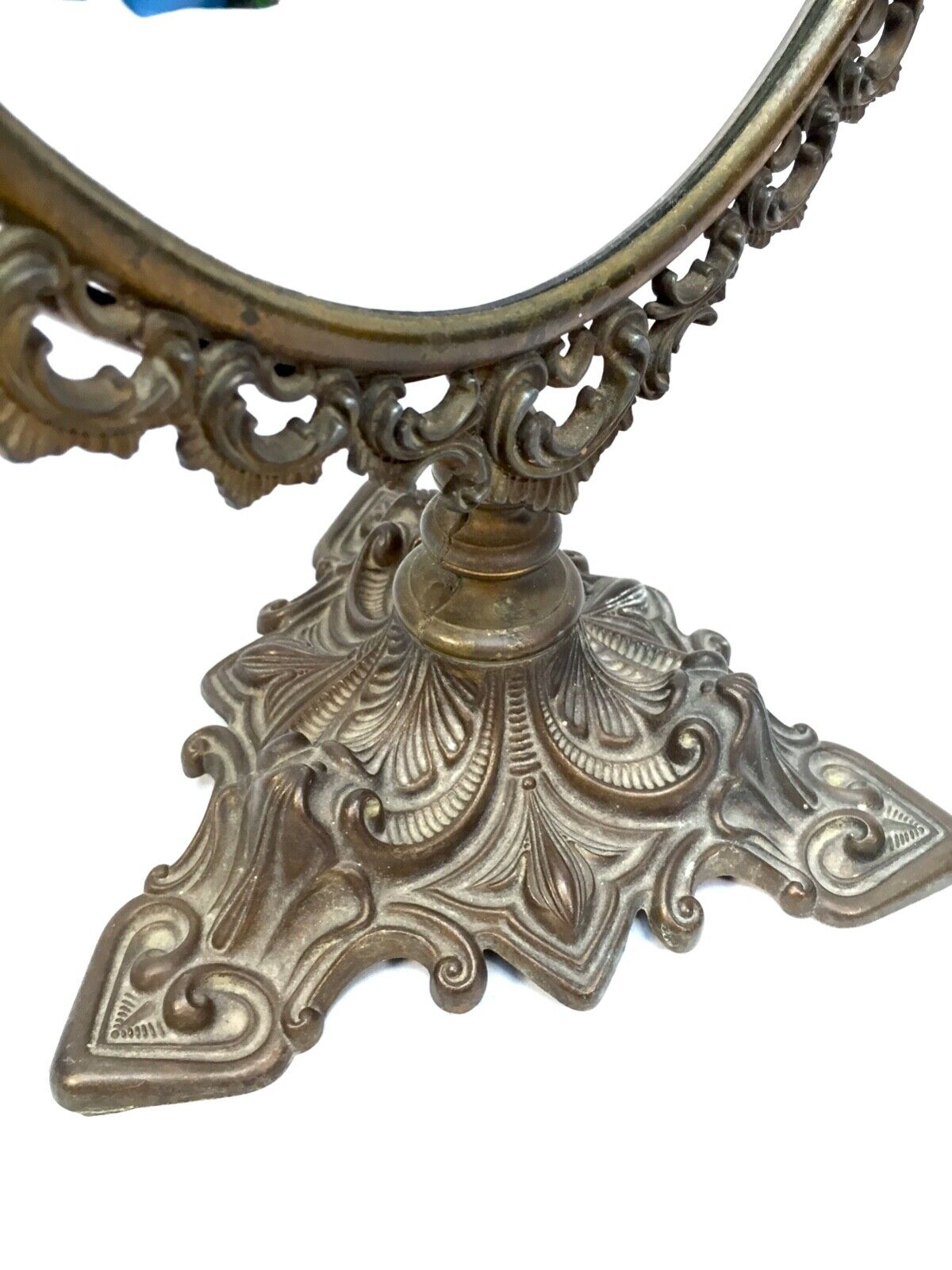 Antique French Cast Metal Tabletop Mirror / Dressing Table / c.1900 / Gilded