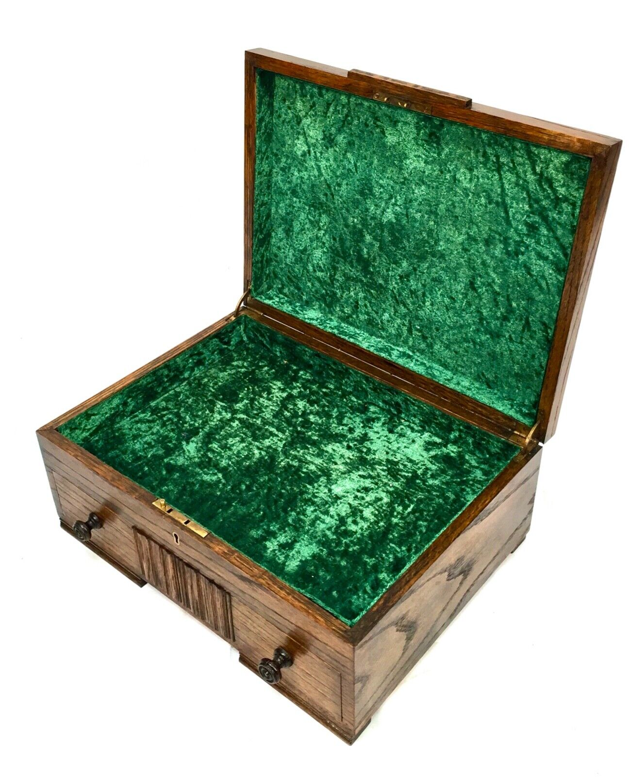 Antique Wooden Solid Oak Jewellery / Collectors Box / Chest / c.1930s Art Deco