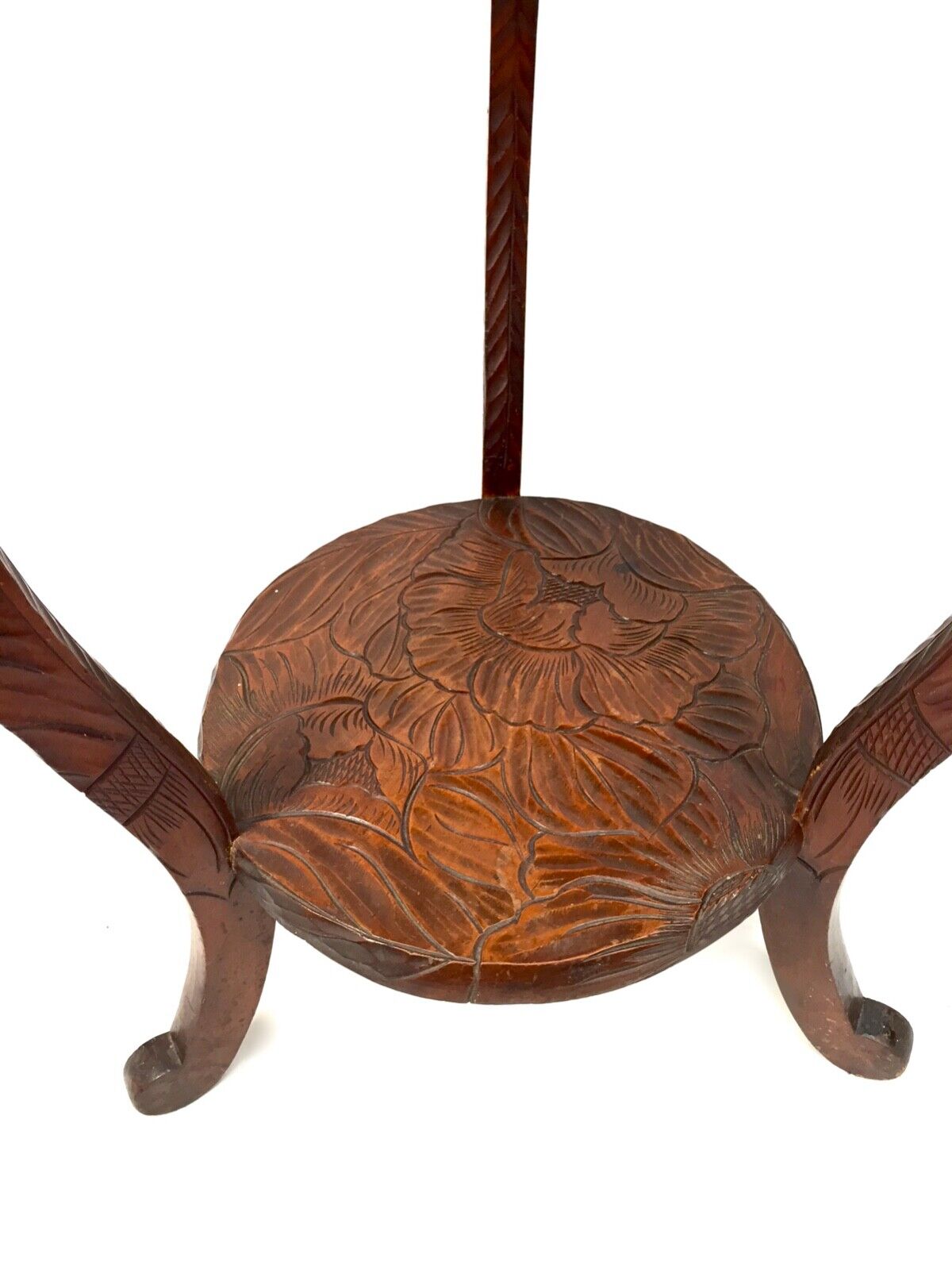 Antique Japanese Floral Carved Side Table / Occasional Lamp Table Liberty London