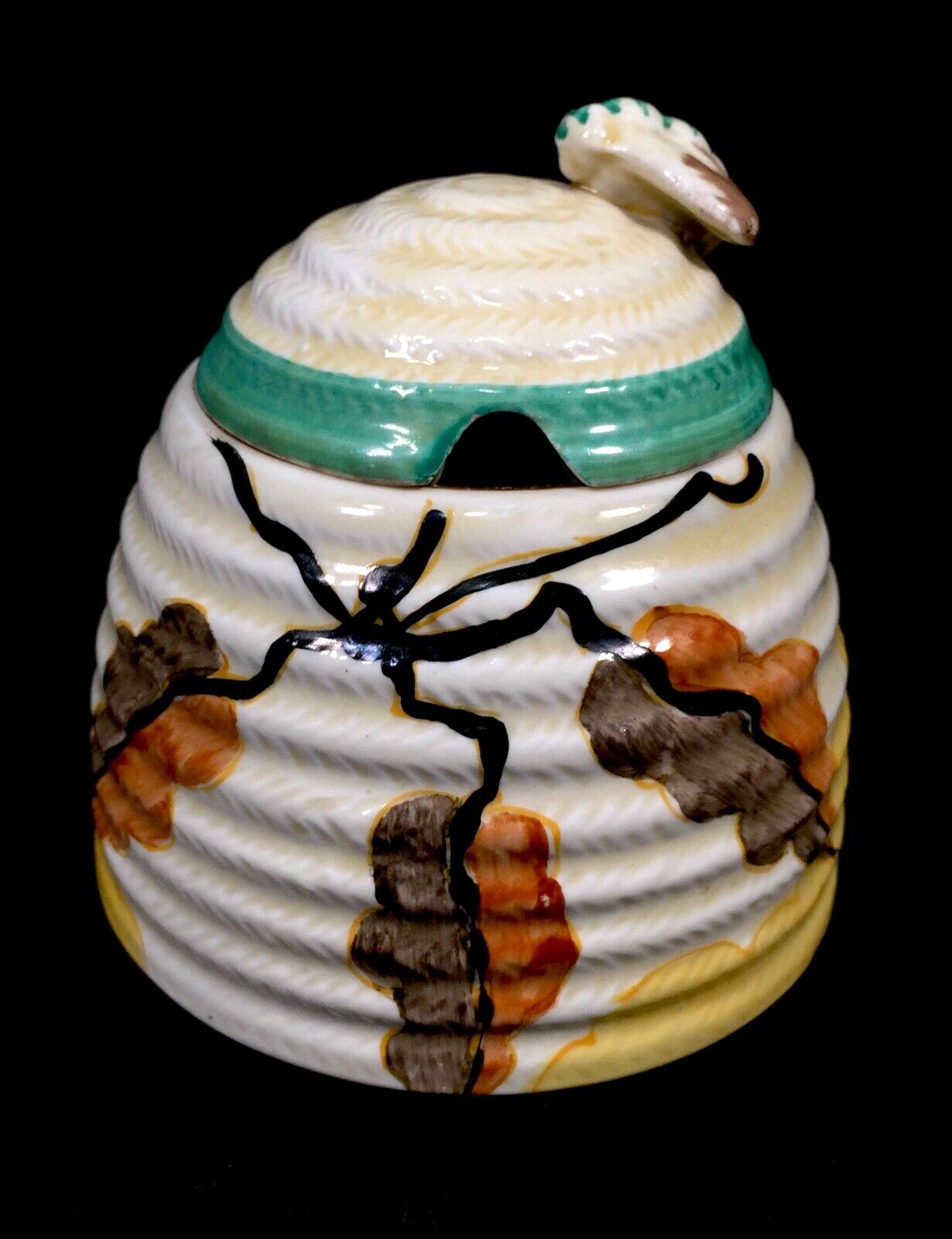 Antique Clarice Cliff - Green Alton Beehive Honey Pot c.1933 Pottery / Bizarre