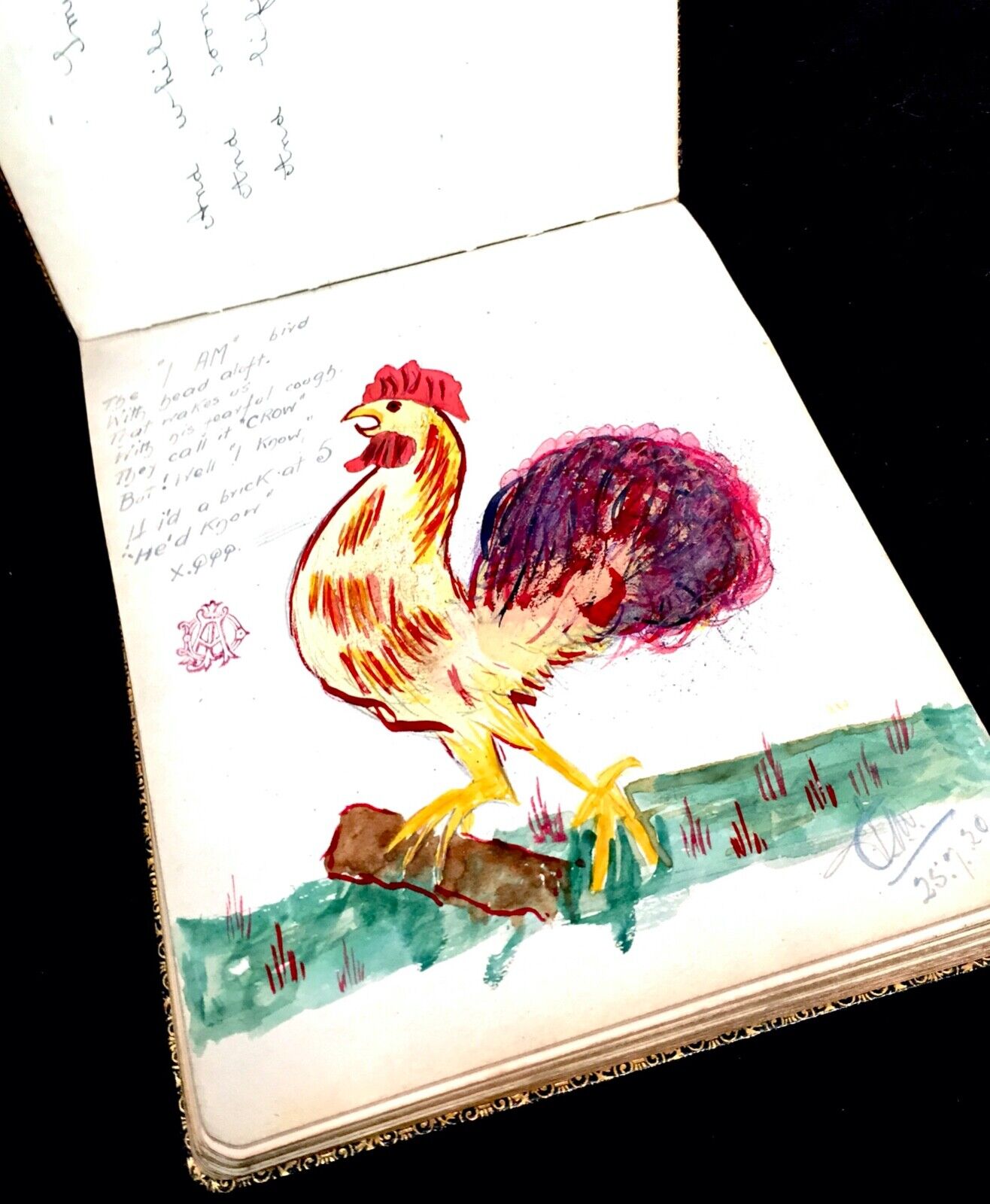 Antique 1920s Leather Bound Sketch Book / Artist / Art Album / Diary