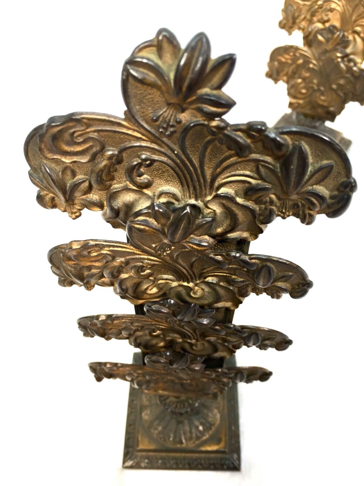 Antique Pair of 19th Century Ornate Bronze Desktop Letter Holder Rack Stands