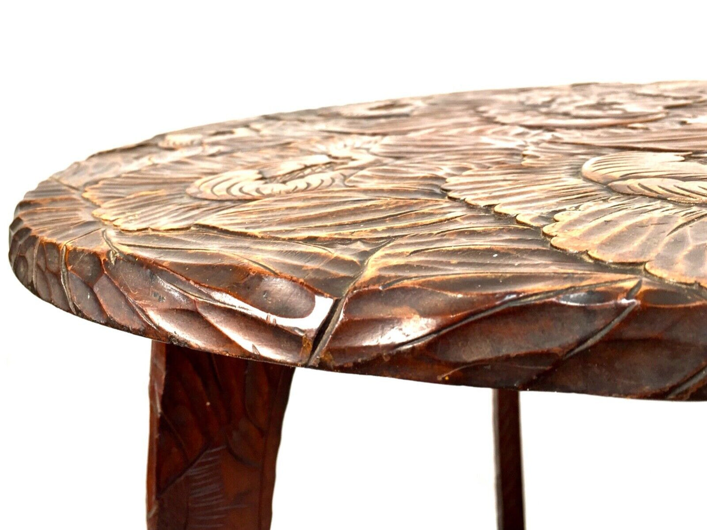 Antique Japanese Floral Carved Side Table / Occasional Lamp Table Liberty London