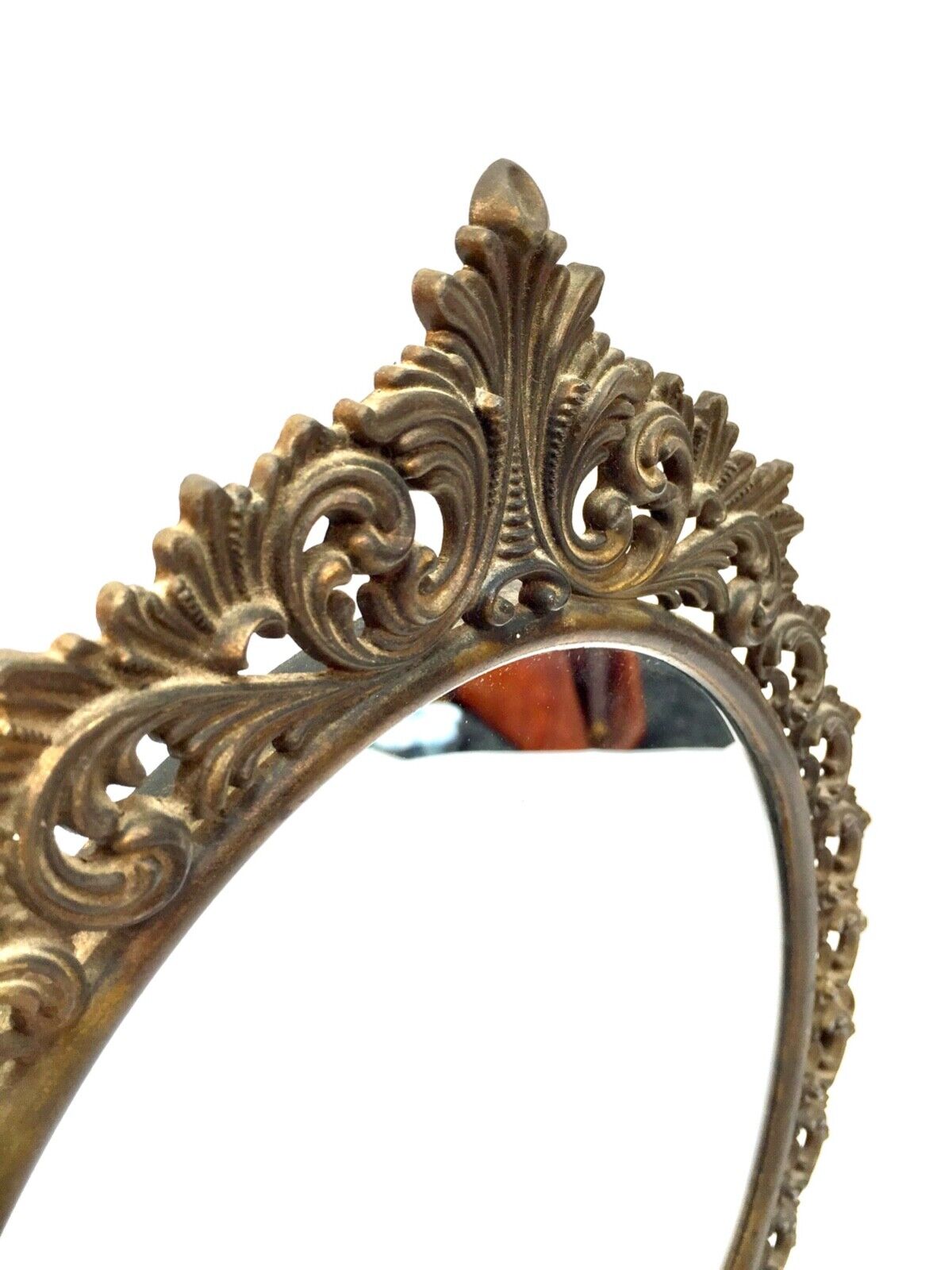 Antique French Cast Metal Tabletop Mirror / Dressing Table / c.1900 / Gilded