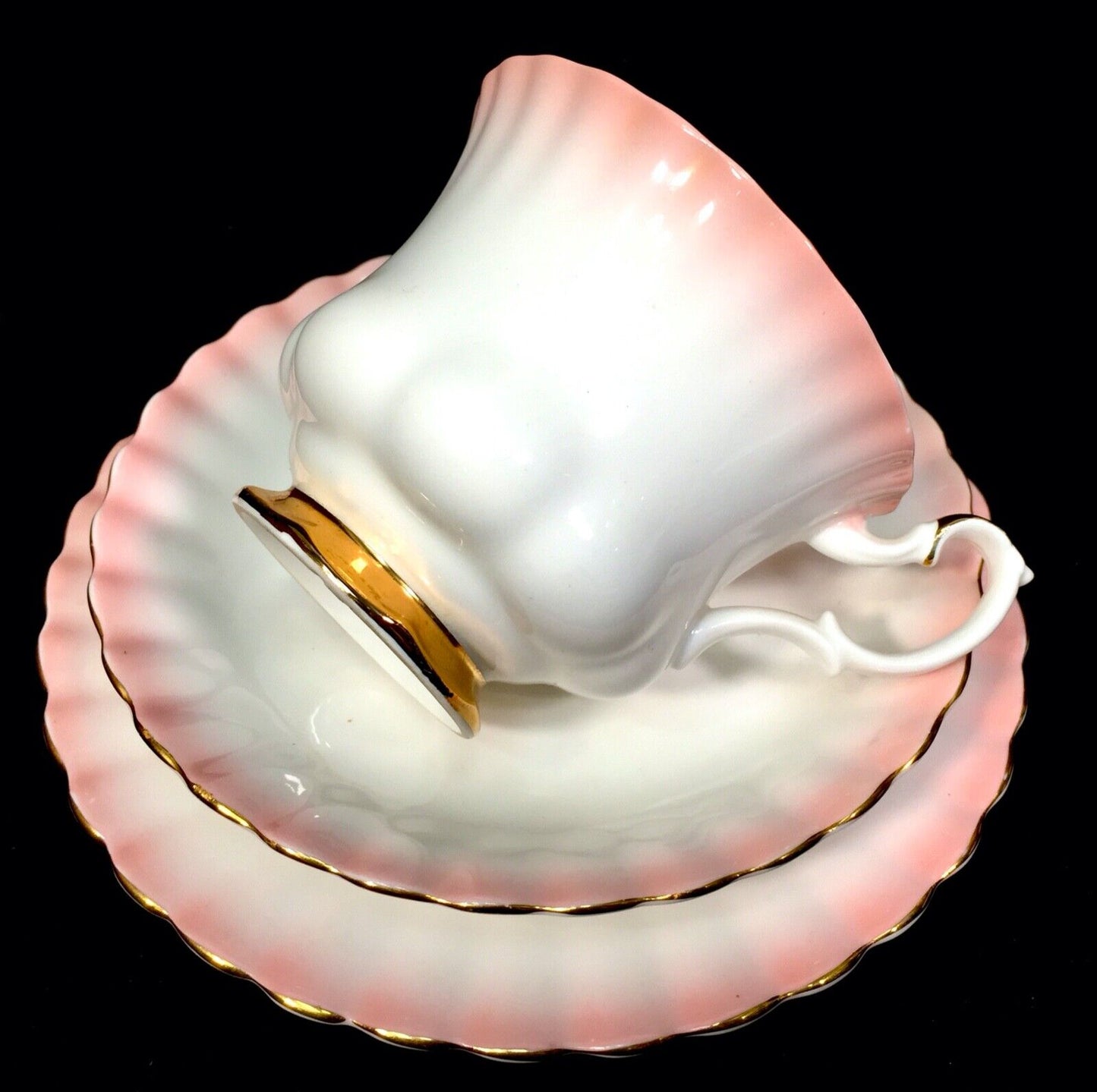 Vintage Royal Albert Rainbow Pink & White Bone China Tea Trio / Cup / Saucer