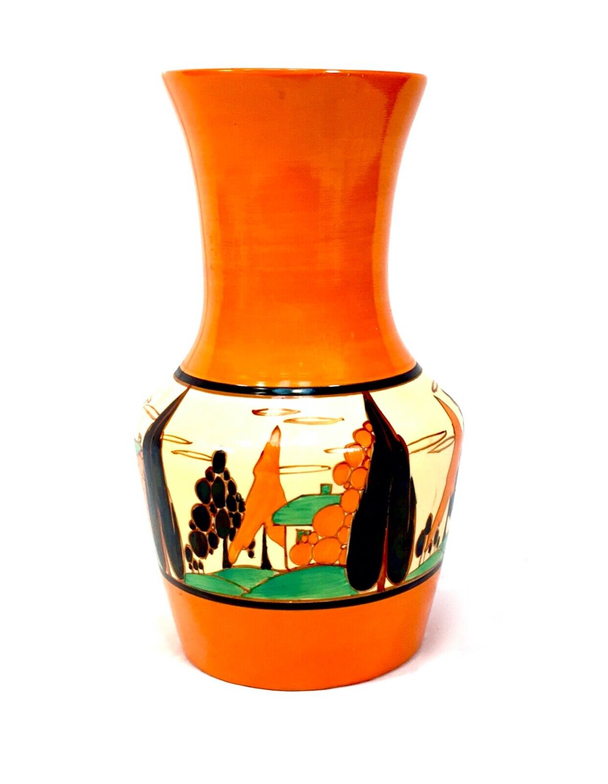 Antique Clarice Cliff Orange Trees & House 386 Large Vase Pottery Bizarre c.1931