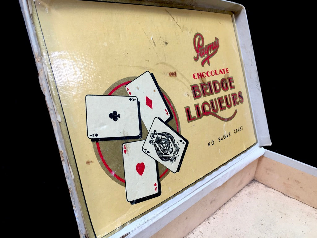 Antique Advertising - Paynes Chocolate Bridge Liqueurs Box / Vintage Mid Century