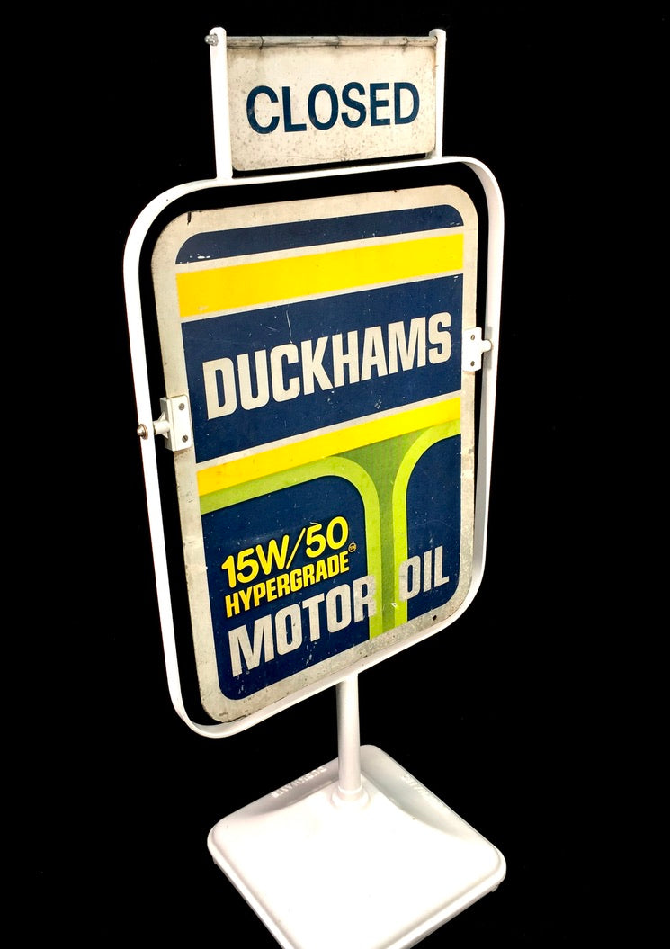 Antique Advertising - Vintage Duckhams Double Sided Garage Forecourt Swing Sign