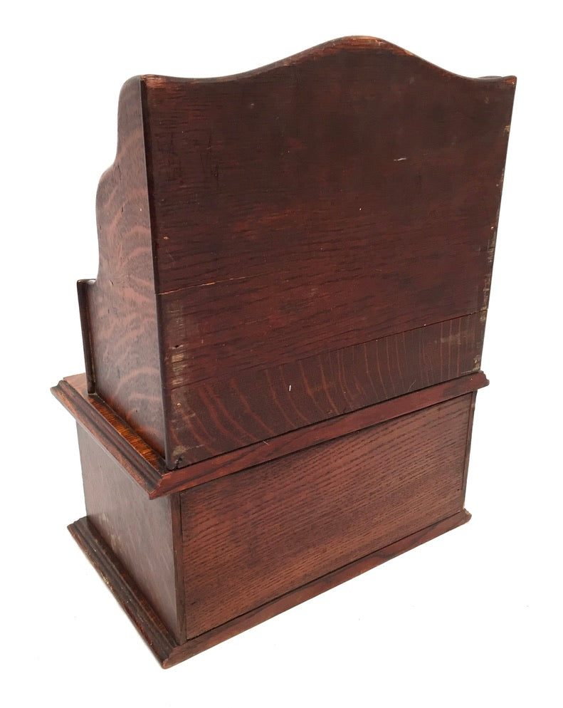 Antique Edwardian Wooden Oak Desk Organiser Letter Rack and Storage Drawer c1900