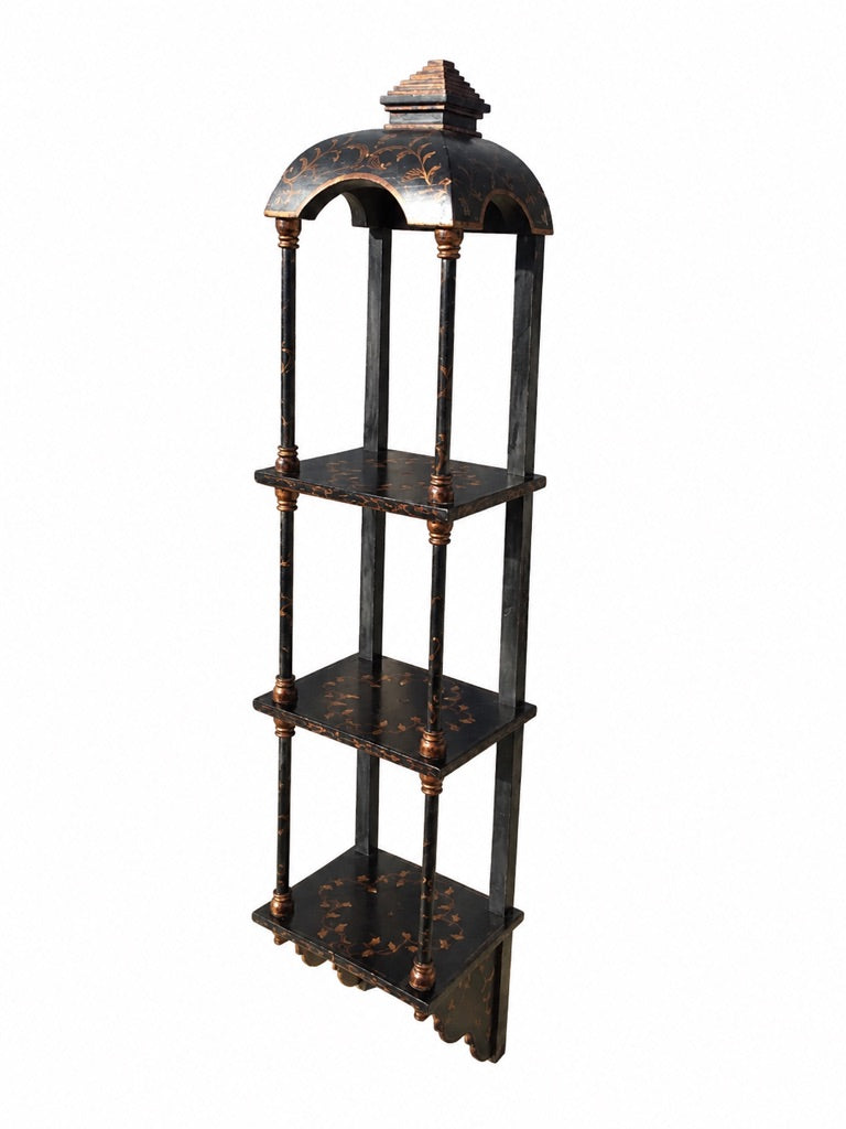 Vintage Wall Mounted Wooden Three Tiered Display Stand Collectors Shelf Unit