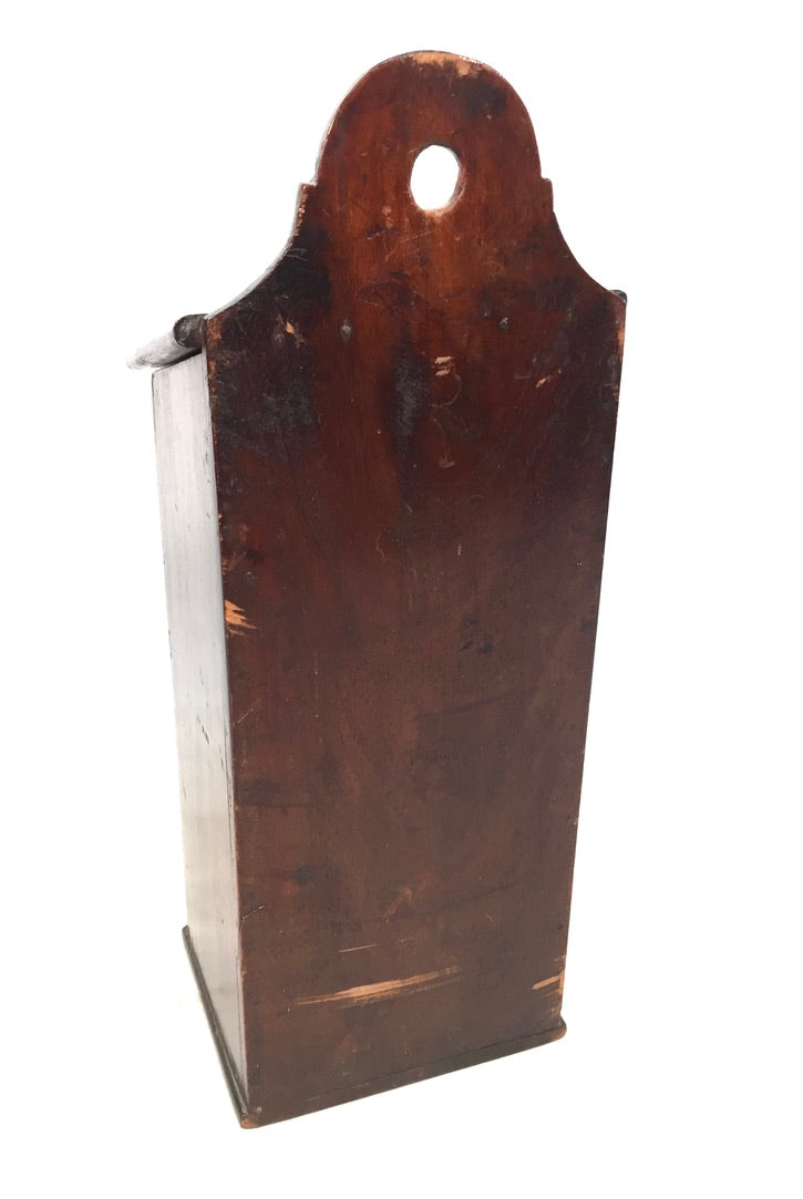 Antique Victorian Mahogany Wooden Candle Box c.1890 Tabletop Box / Wall Hanging