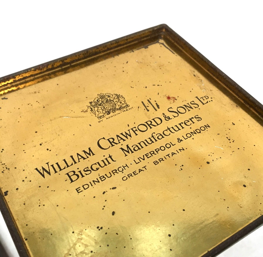 Antique Advertising - William Crawford & Sons Sundial Shaped Biscuit Tin c.1920