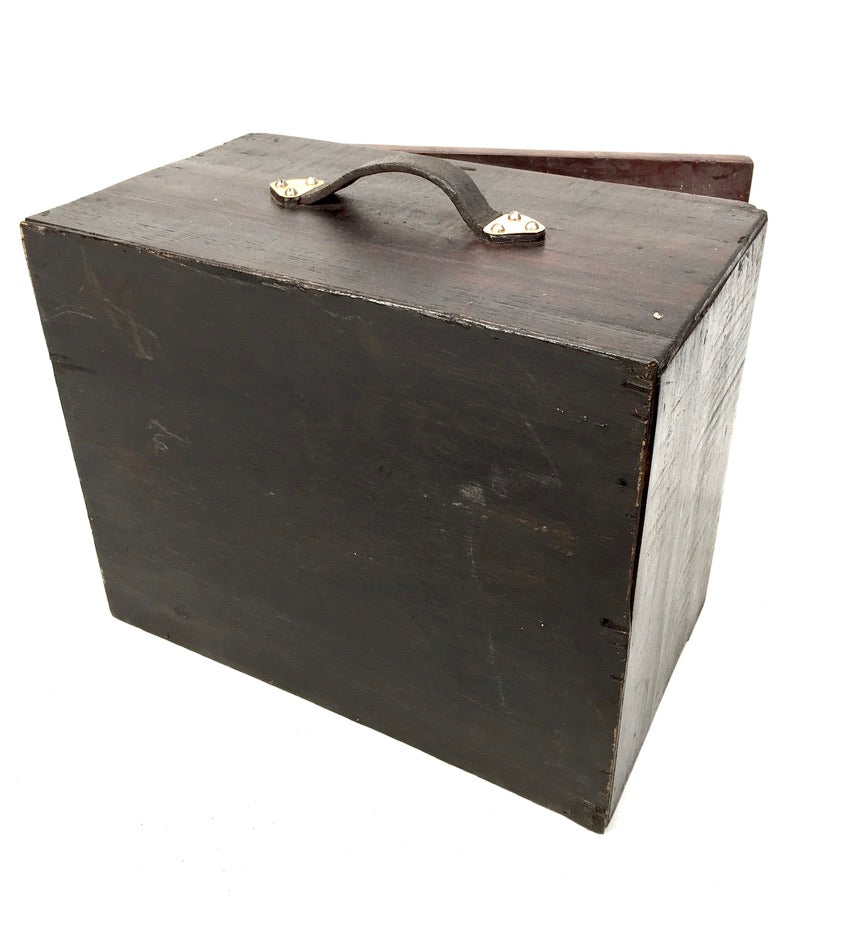 Antique Wooden Engineers Toolbox / Tool Box / Collectors Cabinet Storage Box