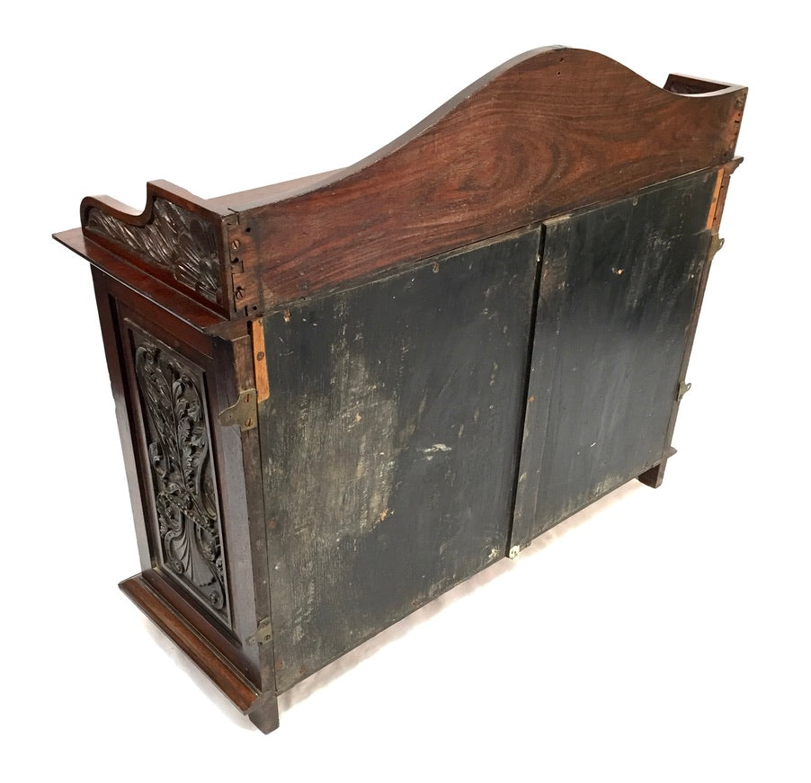 Antique Wooden Ornate Hand carved Cabinet / Cupboard with Key 19th Century