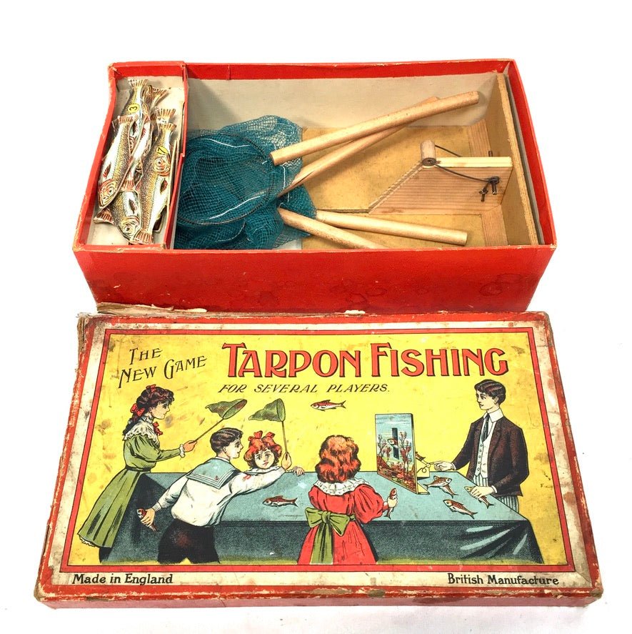 Antique Tabletop Victorian Tarpon Fishing Parlour Game in Original Box / c.1895