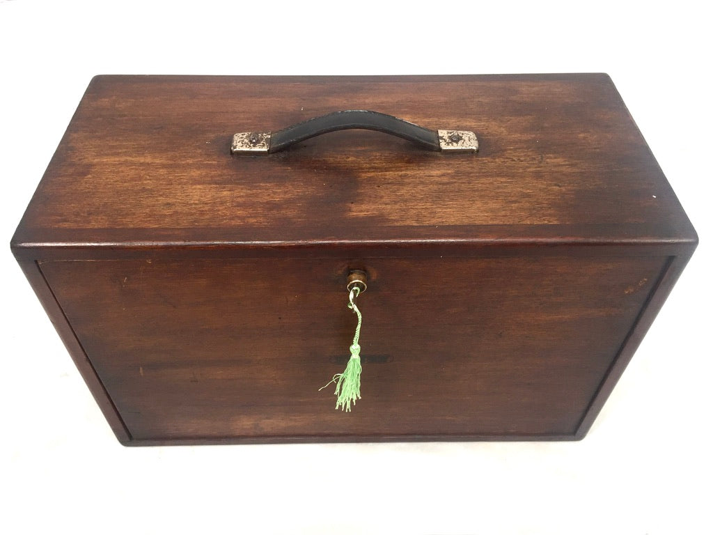 Antique Wooden Union Engineers Toolbox / Tool Box Collectors Cabinet with Key