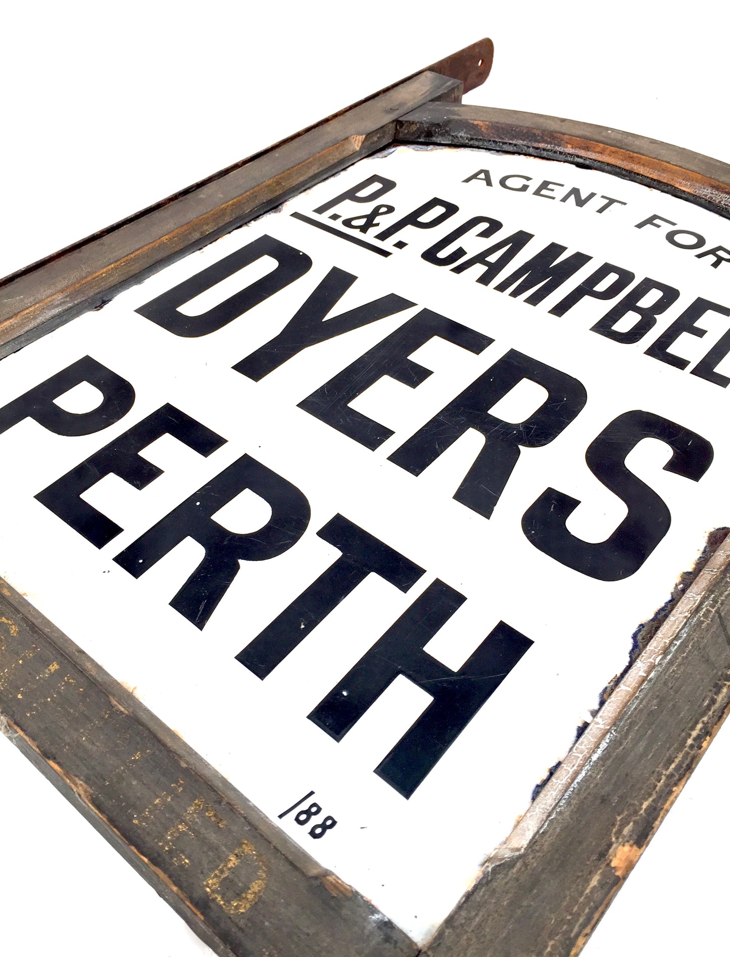 Antique Advertising Enamel Sign - P & P Campbell Perth Dye Works Original Frame