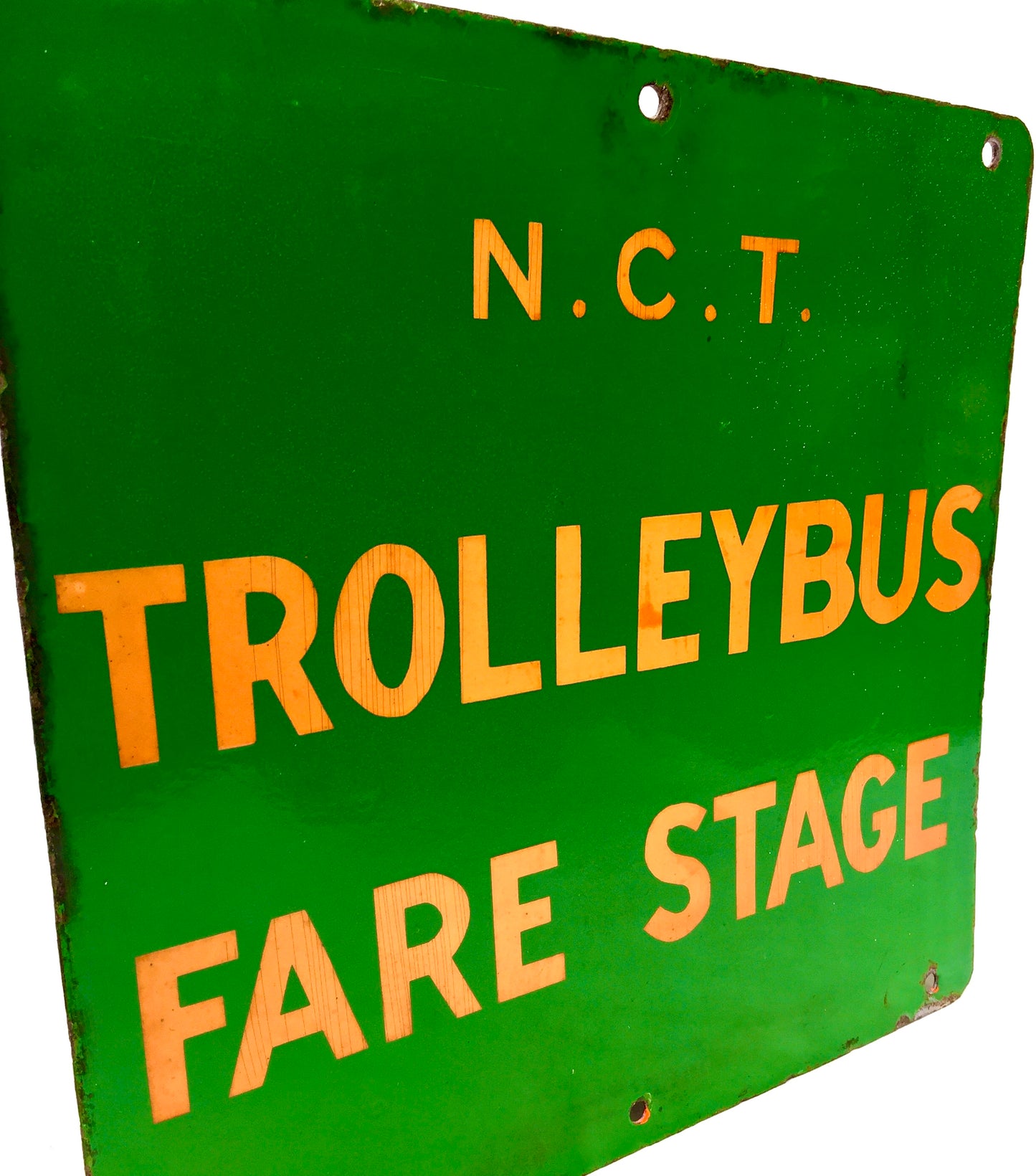 Antique Advertising Nottingham City Transport (NCT) Enamel Trolleybus Fare Sign